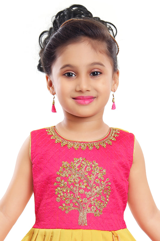 Baby Girls Silk Embroidered Ethnic Frock Dress