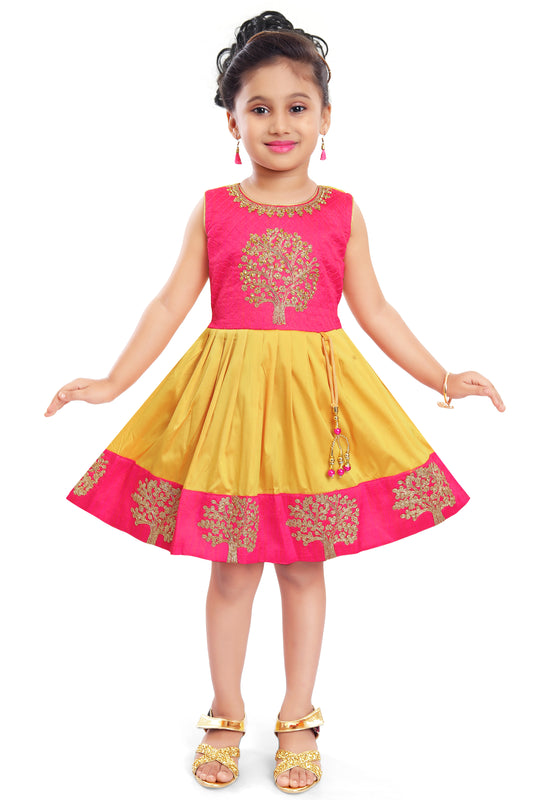 Baby Girls Silk Embroidered Ethnic Frock Dress