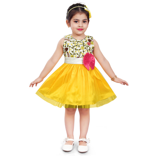 Yellow Flower Detail Fit and Flare Dress