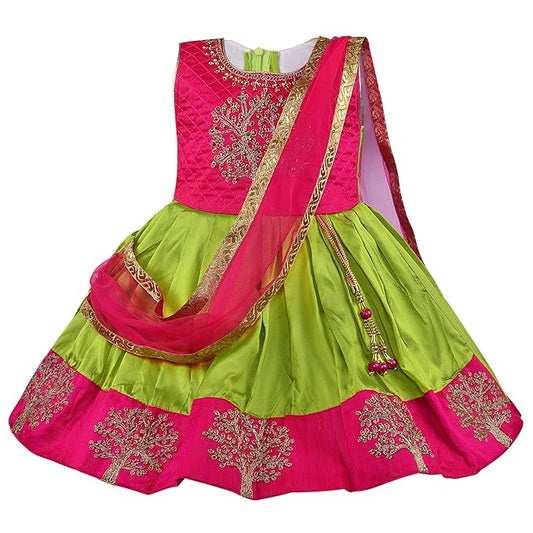 Girls Embroidered Fit and Flare Ethnic Frocks