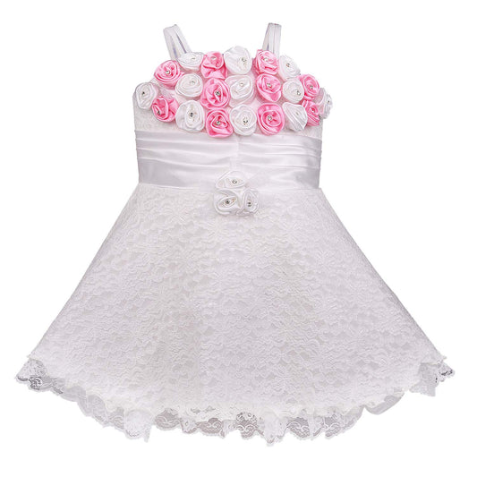 Baby Girls Party Wear Frock Birthday Dress For Girls fe104wht - Wish Karo Party Wear - frocks Party Wear - baby dress