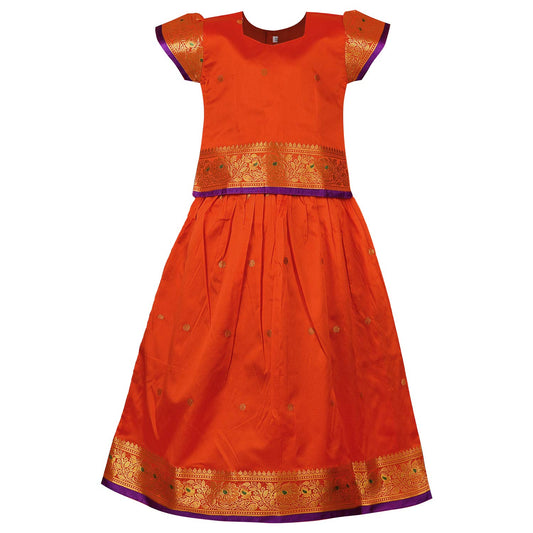 Girl's Traditional Art Silk Stitched Lehenga Choli-gc205org