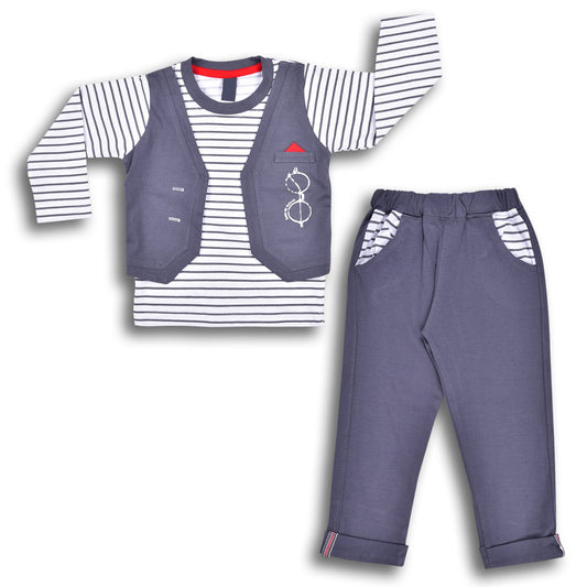 Wish Karo Cotton Clothing Set for Baby Boys hfs611gry
