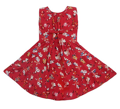 Red Floral Printed Fit and Flare Dress