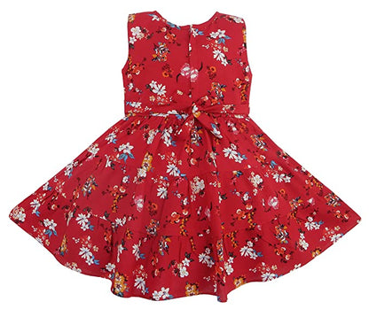 Red Floral Printed Fit and Flare Dress
