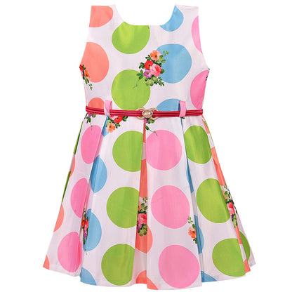 Wish Karo kids Partywear  Dress Frock-(stn707wht)