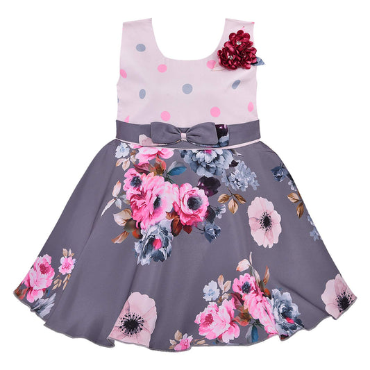 Wish Karo kids Birthday Frock Dress (stn754gry)