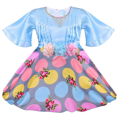 Wish Karo kids Birthday Frock Dress (stn765blu)